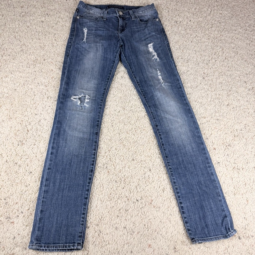 Rock &‎ Republic Distressed Thrashed Berlin Skinny Jeans Jeweled Pocket Size 6M